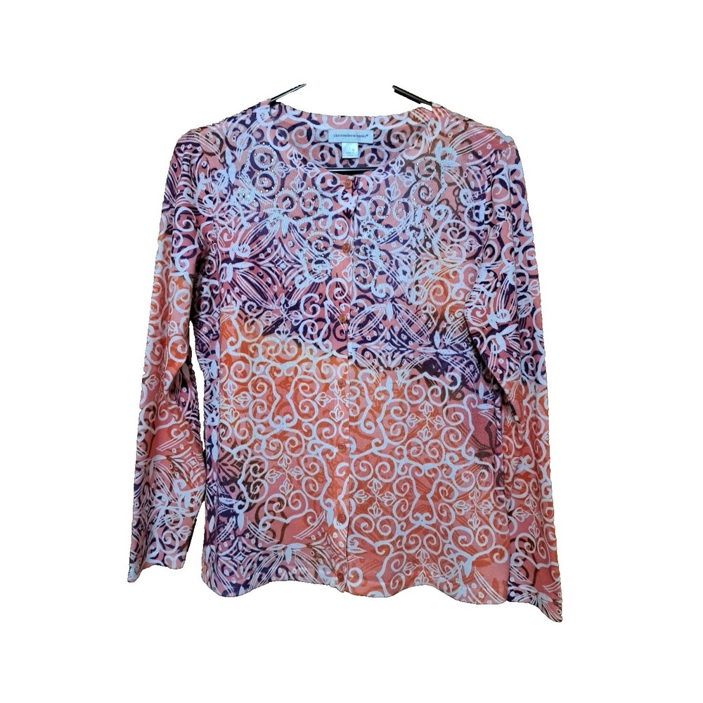 Christopher And Banks Women's Long Sleeve Button-Up Beaded Cardigan Size L NWOT‎